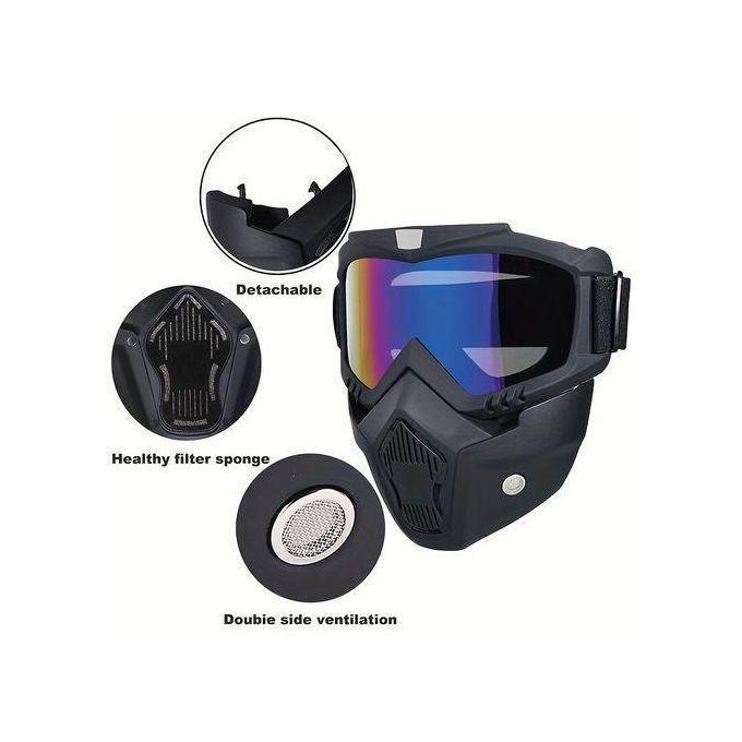 Motorcycle Riding Full Face Mask with Detachable Goggles for Dust Protection Sunglasses Bicycle Sports Goggles Sand Barrier Wind Deflection Face Helmet Paintball Mask Anti Fog,Tactical Full Face Mask