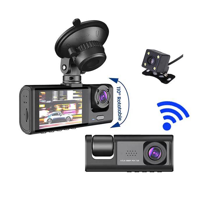 Full HD 3 in 1 Advanced Dash Camera (Front, Inside and Rear) View Camera 1296P Dash Cam for Cars WiFi Car DVR Camera for Vehicle Video Recorder Dual Lens Dashcam Black Box Traffic 24H Parking Monitor