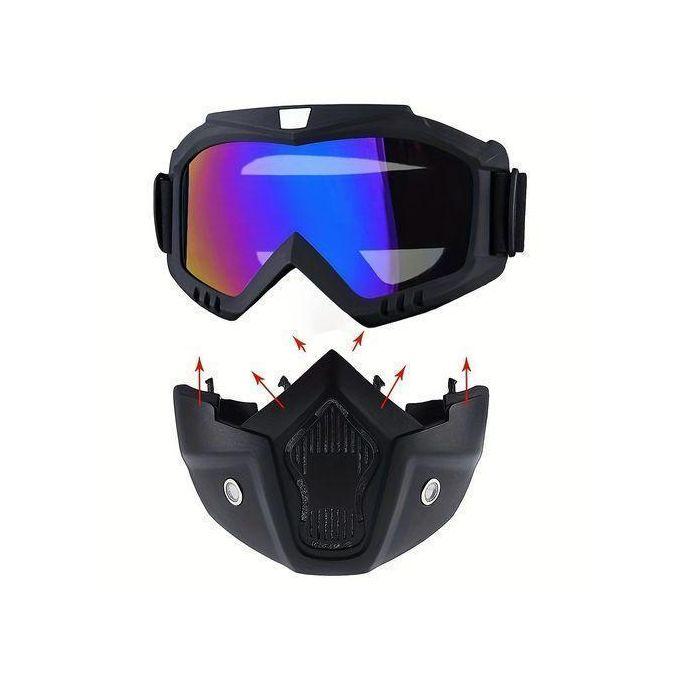 Motorcycle Riding Full Face Mask with Detachable Goggles for Dust Protection Sunglasses Bicycle Sports Goggles Sand Barrier Wind Deflection Face Helmet Paintball Mask Anti Fog,Tactical Full Face Mask