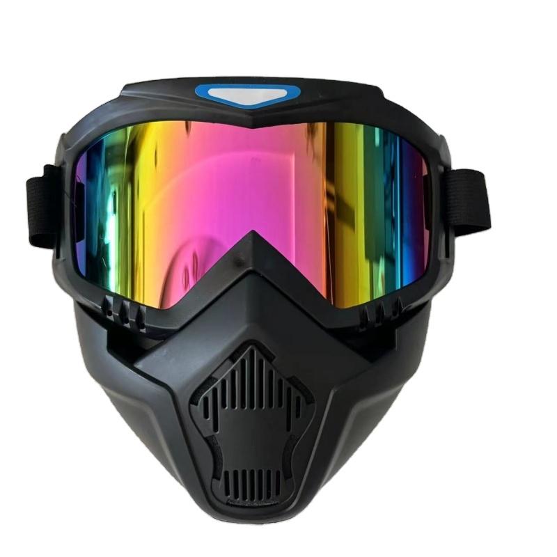 Motorcycle Riding Full Face Mask with Detachable Goggles for Dust Protection Sunglasses Bicycle Sports Goggles Sand Barrier Wind Deflection Face Helmet Paintball Mask Anti Fog,Tactical Full Face Mask