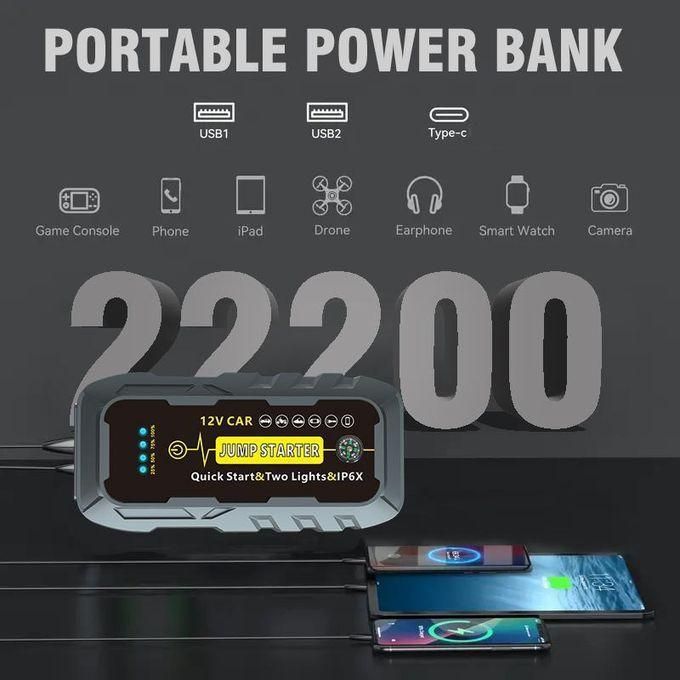 Car Battery Jump Starter, 3000A Peak Car Jumper Starter Battery Pack with Power Bank, LED Light, SOS Light, LED display, Compass, Jumper Cables for Up for Car, Trucks, SUVs, Motorcycle, Bike, Balloon