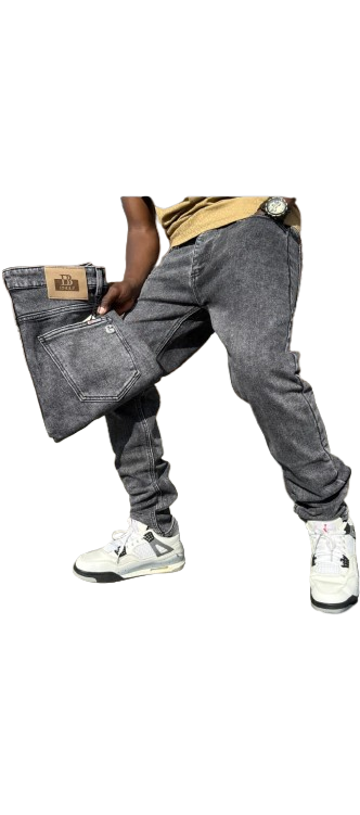 MEN'S JEANS | 1 Grey Jeans Trouser For Men - High Quality Denim, Straight fit design (not slim fit) for comfort and relaxed wear, Durable fabric suitable for daily use and rough wear.