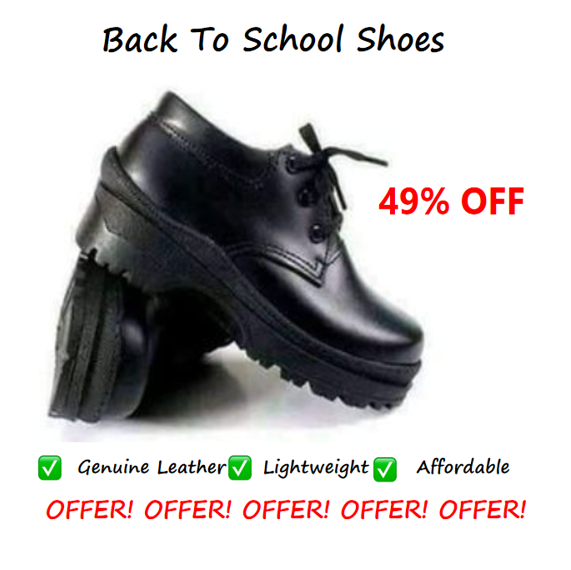 OFFER! UNISEX GENUINE LEATHER BACK TO SCHOOL SHOES, FASHIONABLE, LIGHTWEIGHT, COMFORTABLE, DURABLE,  (SEWED ALL ROUND), PERFECT FOR SCHOOL, CASUAL, SPRING & AUTUMN WEAR