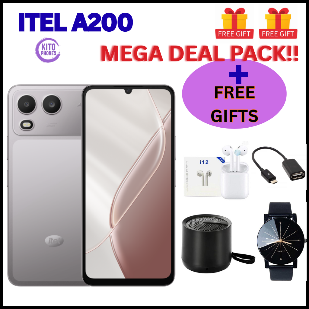 !!BRAND NEW ITEL A200 128GB ROM+8GB(3+5GB) EXTENDED RAM 6.75" Dual SIM 4G Network 13MP Camera+ 5MP SELFIE 15W Charging 5000mAh Battery Android 15 Fingerprint Unlock Smart Phones