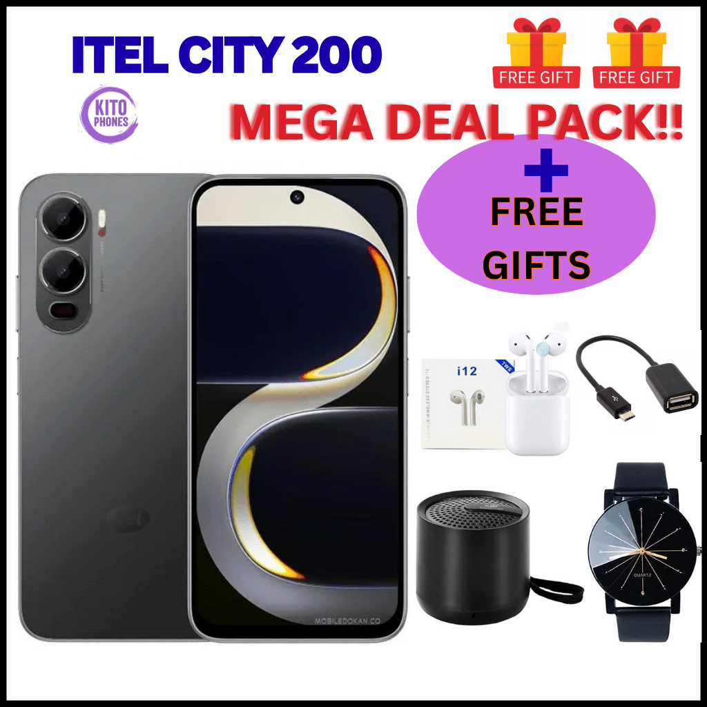 BRAND NEW itel CITY 200 128GB ROM+8GB(4+4GB) EXTENDED RAM 6.78" Dual SIM 4G Network 50MP Camera+ 8MP SELFIE 18W Charging 5200mAh Battery Android 15 Fingerprint Unlock Smart Phones +FREE