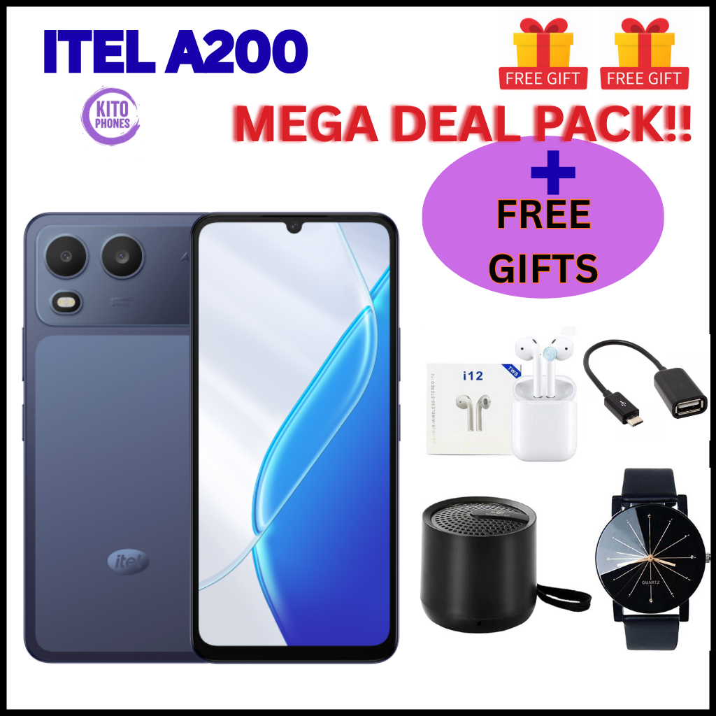!!BRAND NEW ITEL A200 128GB ROM+8GB(3+5GB) EXTENDED RAM 6.75" Dual SIM 4G Network 13MP Camera+ 5MP SELFIE 15W Charging 5000mAh Battery Android 15 Fingerprint Unlock Smart Phones