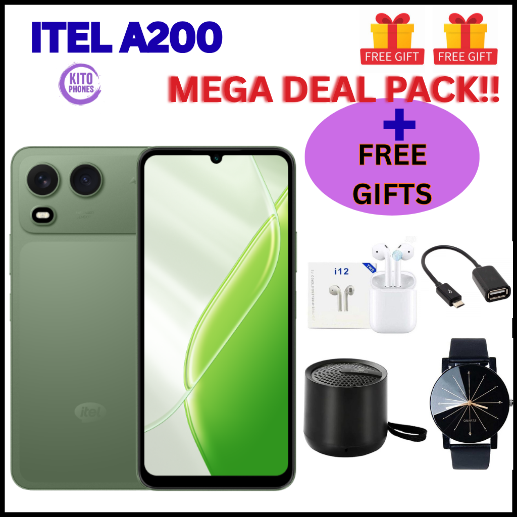 !!BRAND NEW ITEL A200 128GB ROM+8GB(3+5GB) EXTENDED RAM 6.75" Dual SIM 4G Network 13MP Camera+ 5MP SELFIE 15W Charging 5000mAh Battery Android 15 Fingerprint Unlock Smart Phones