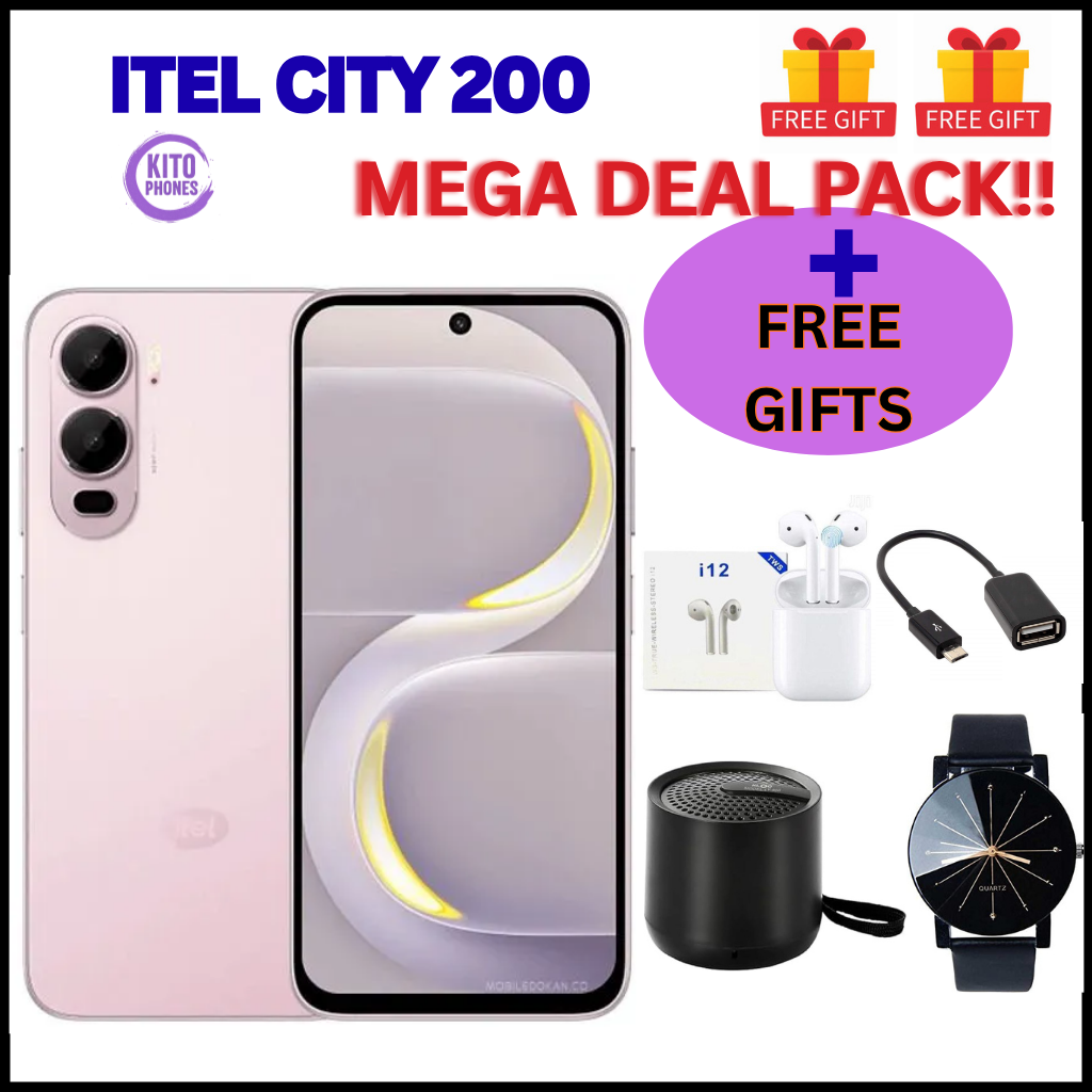 BRAND NEW itel CITY 200 128GB ROM+8GB(4+4GB) EXTENDED RAM 6.78" Dual SIM 4G Network 50MP Camera+ 8MP SELFIE 18W Charging 5200mAh Battery Android 15 Fingerprint Unlock Smart Phones +FREE