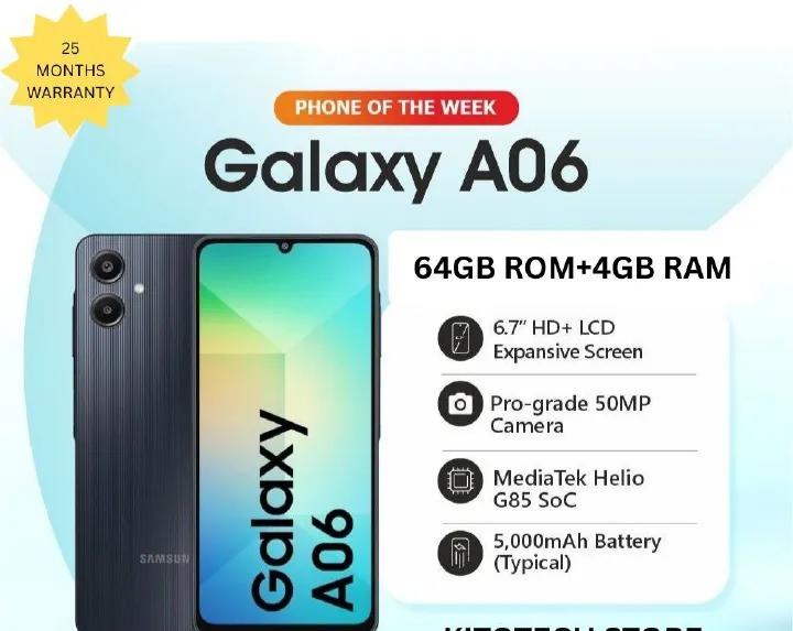 [NEW ARRIVALS!!!!]Brand New Samsung Galaxy A06 64GB+4GB 50MP Camera 6.7" 90Hz MTK Helio G85 (12nm) 5000mAh 25W Type-C Charge Android 14 Smart Phones phone