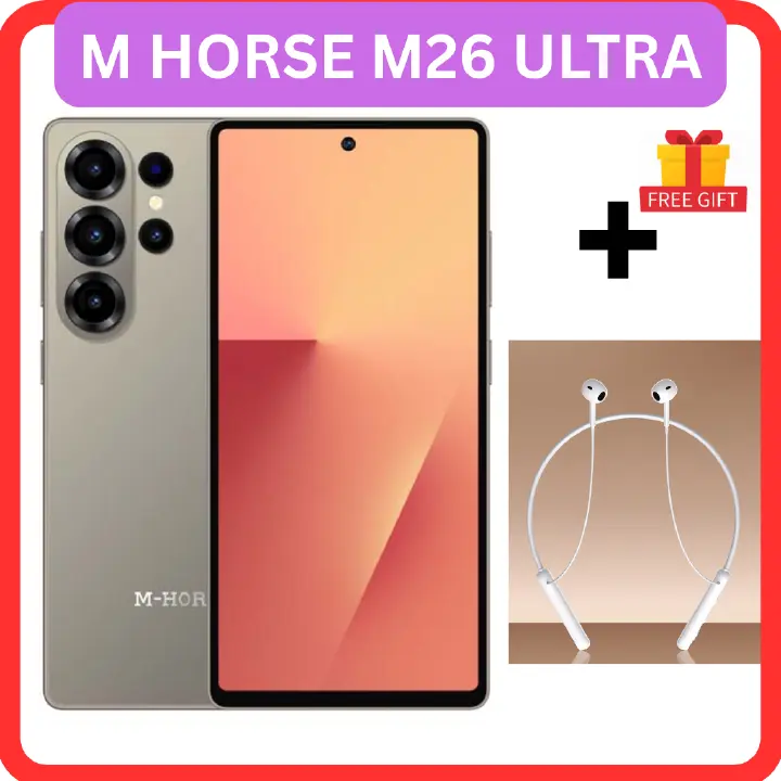 LATEST MODEL!! M HORSE M26 ULTRA , 6.8 HD+ Incell Screen, 5MP + 8MP REAR AI CAMERA,, 4GB RAM+ 64GB ROM , WITH FREE ORIGINAL NECKBAND HEADPHONES, PROTECTOR, COVER, DUAL SIM, 5000MAH BATTERY SMARTPHONE
