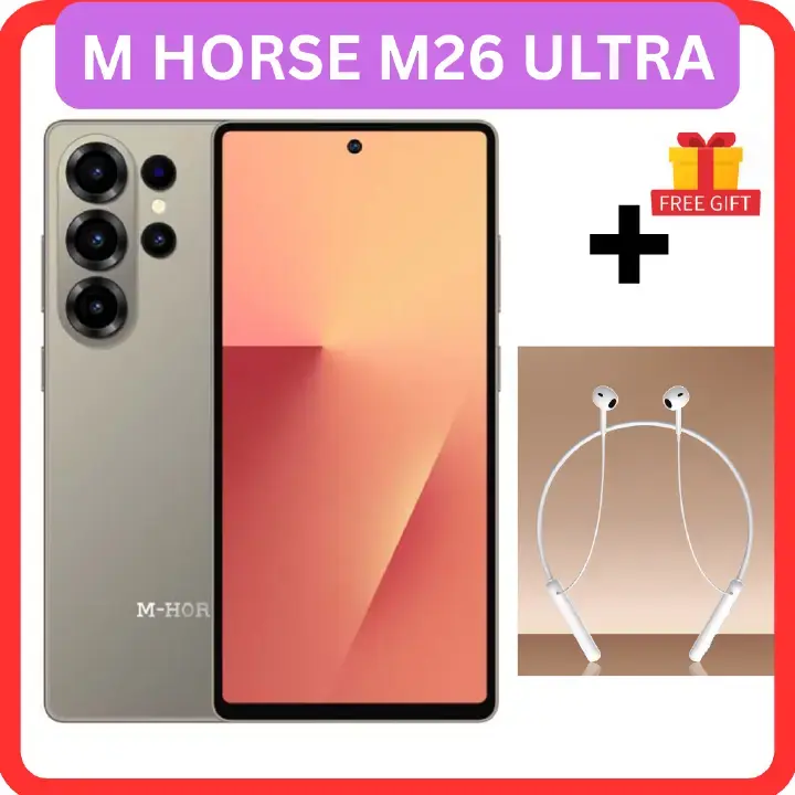 LATEST MODEL!! M HORSE M26 ULTRA , 6.8 HD+ Incell Screen, 5MP + 8MP REAR AI CAMERA,, 4GB RAM+ 64GB ROM , WITH FREE ORIGINAL NECKBAND HEADPHONES, PROTECTOR, COVER, DUAL SIM, 5000MAH BATTERY SMARTPHONE