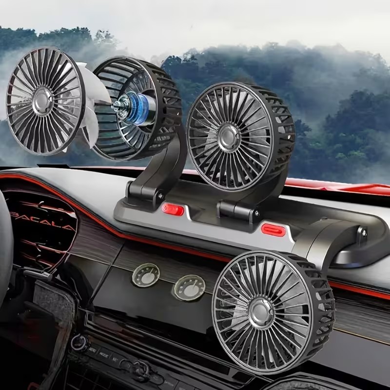 3 Head Car Cooling Fan 24V Cooling Fan, 360° Rotating Cooling Air Fan for Driving and Front Seat Passenger, 2 Speed Strong Wind Power, Aromatherapy Box and Portable Car Cooling Fan for All Vehicles  .