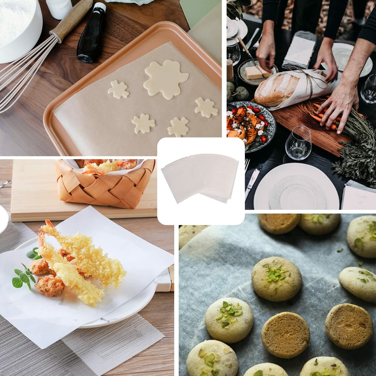 10 Pcs  Parchment Paper Sheets, 76 x 50 cm Baking Sheet, Pre-cut, Non-stick Silicone Oil Paper, 100% wood pulp and food grade coating, totally fluorescent free and non-toxic, temperature resistance is
