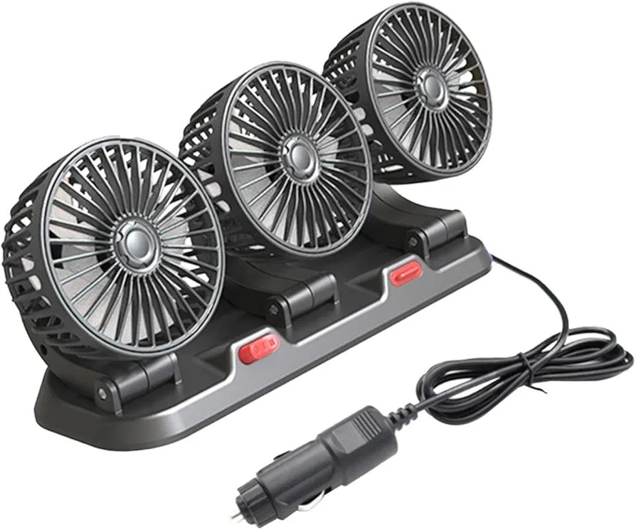 3 Head Car Cooling Fan 24V Cooling Fan, 360° Rotating Cooling Air Fan for Driving and Front Seat Passenger, 2 Speed Strong Wind Power, Aromatherapy Box and Portable Car Cooling Fan for All Vehicles  .