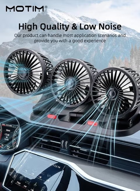 3 Head Car Cooling Fan 24V Cooling Fan, 360° Rotating Cooling Air Fan for Driving and Front Seat Passenger, 2 Speed Strong Wind Power, Aromatherapy Box and Portable Car Cooling Fan for All Vehicles  .