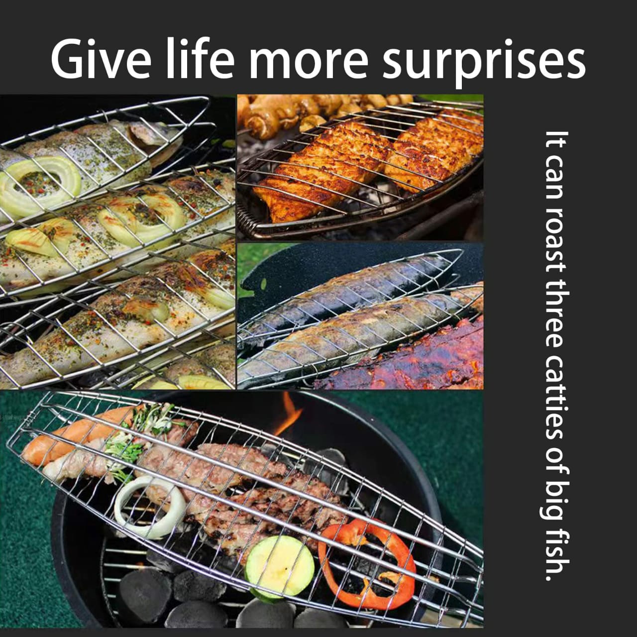Fish Grill Basket, Rack Top Grade BBQ, Barbecue Grilling ,Camping Fish Food Holder, Fish choma grill, Fish choma                                                                                       .