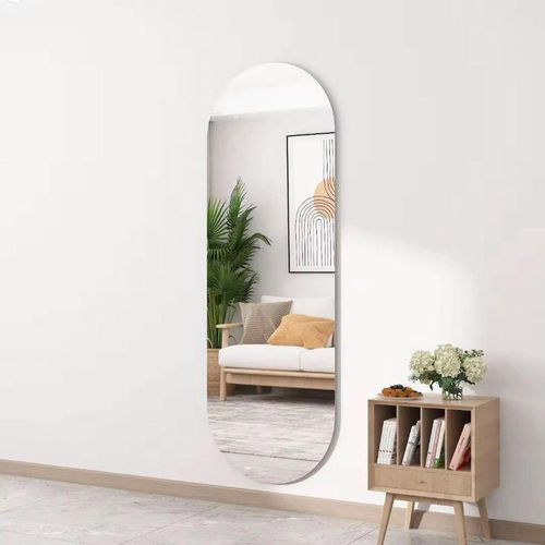 Peel and Stick Unbreakable Full-Length Wall Flexible Mirror 40x120cm peel and stick mirror – Shatterproof Decorative Mirror for Home & Gym Use Half Length Available in Oval Rectangle and Semi Oval   .