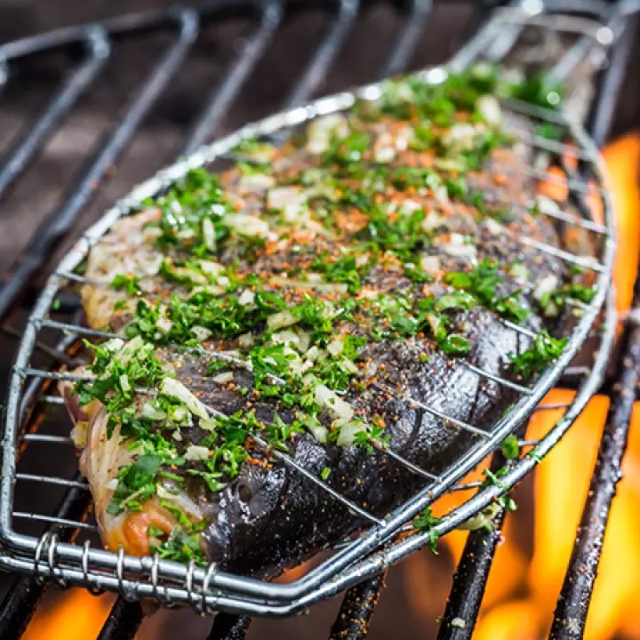 Fish Grill Basket, Rack Top Grade BBQ, Barbecue Grilling ,Camping Fish Food Holder, Fish choma grill, Fish choma                                                                                       .