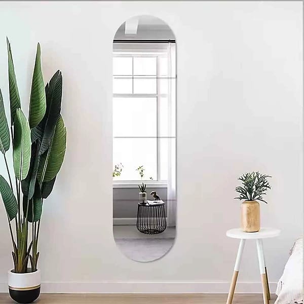 Peel and Stick Unbreakable Full-Length Wall Flexible Mirror 40x120cm peel and stick mirror – Shatterproof Decorative Mirror for Home & Gym Use Half Length Available in Oval Rectangle and Semi Oval   .