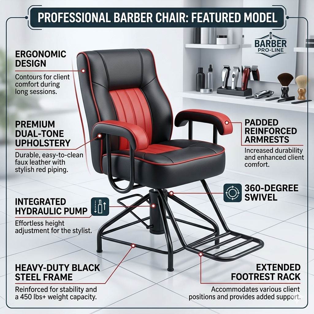 Modern Executive Barber Chair - Order now and transform your barbershop experience today!