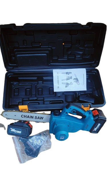 Mini Cordless Chain Saw – Portable Electric Rechargeable Handheld Chainsaw | Battery Powered Wood Cutting Tool for Tree Pruning, Garden & DIY Cutting