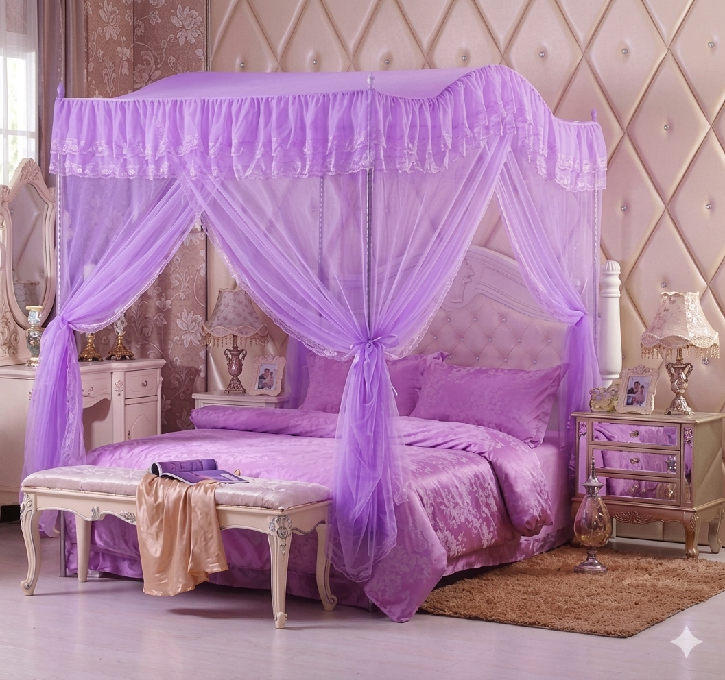 Curved 5*6 Mosquito Net with Metal Frame – Strong Durable Bed Net, Quality Fabric Sleeping Net for Home Use