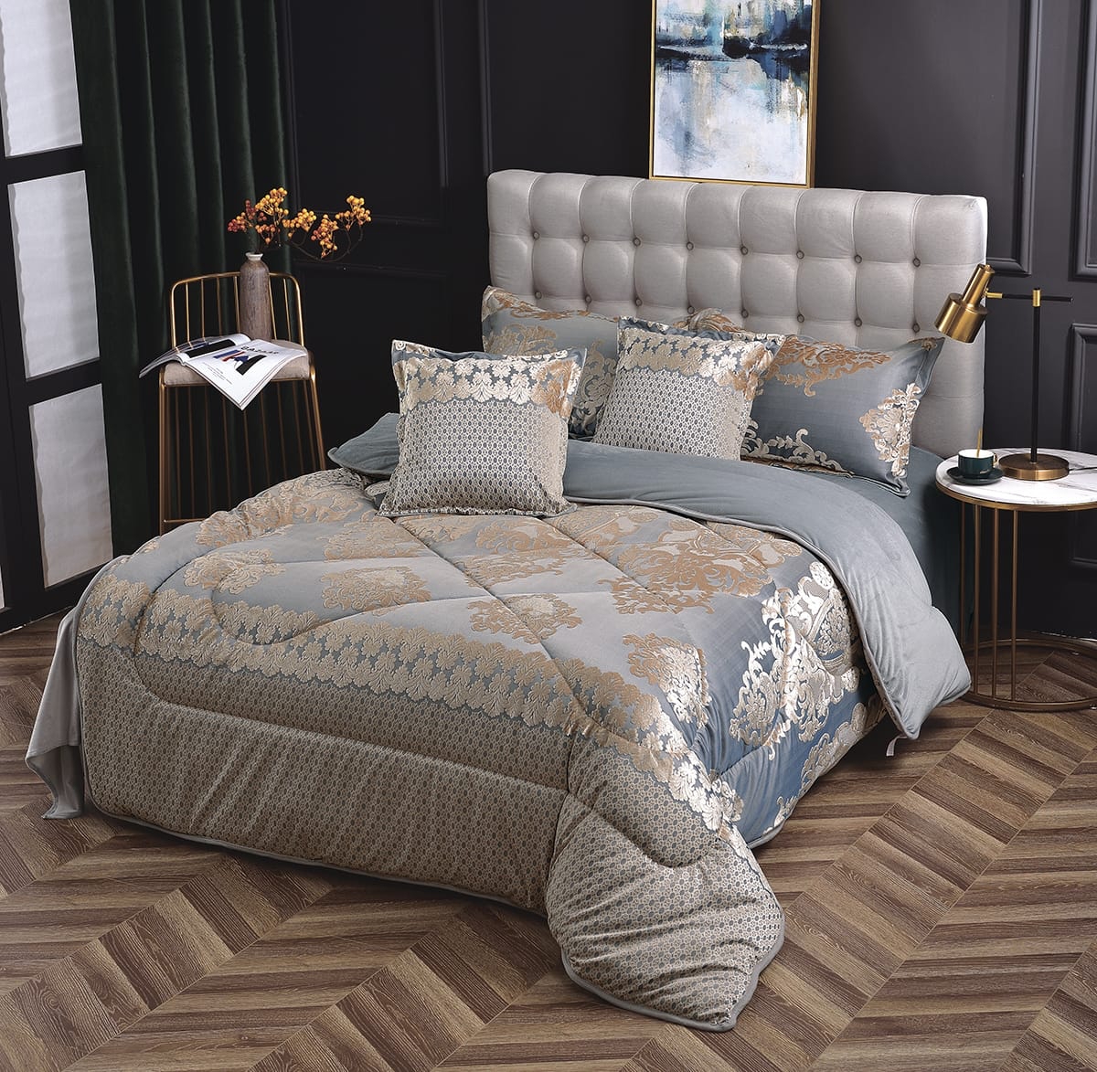 Silk Duvet Bedding Set 6x7 – 4PCS  Set , 1 Luxury Silk Duvet,1 Bedsheet & 2 Pillowcases, Soft Cooling Bed Linen Set