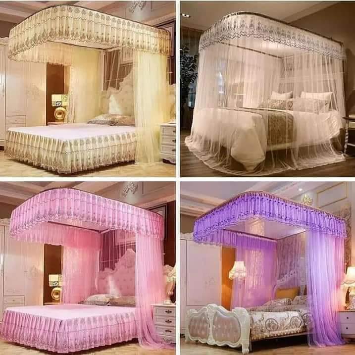 2-Stand 4*6 Mosquito Net with Metal Frame – Strong Durable Bed Net , Quality Fabric Sleeping Net (Pink, Purple, Cream & White)