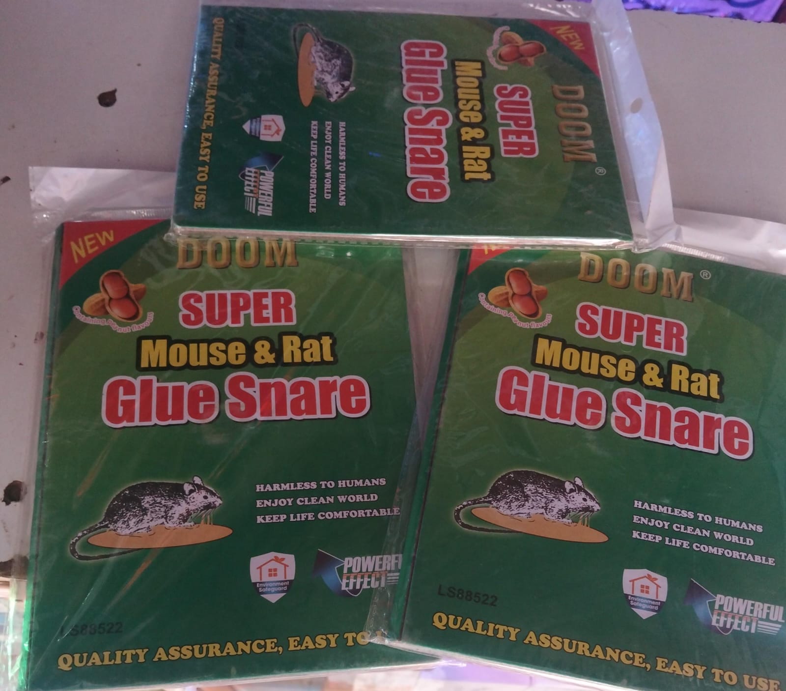 3 PACK  Doom Non-Toxic Mouse Rat Trap Sticky Glue Board  Non-toxic formula, reusable, non-toxic, harmless, environment-friendly, great for use in homes, restaurants, bars, offices etc. strong and y