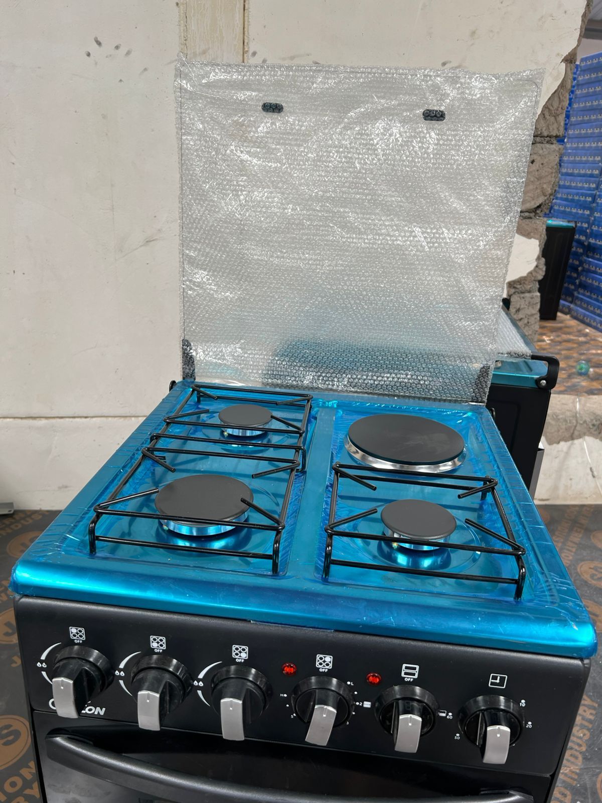 OLELON 50cm x 55cm, 3 Gas + 1 Rapid Hot Plate Free Standing Gas Cooker with Electric Oven