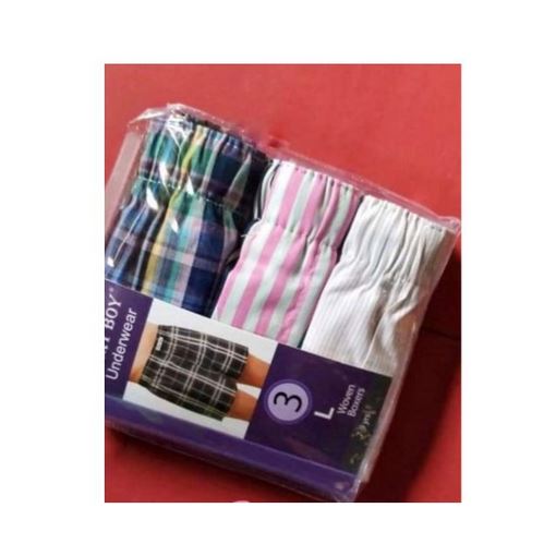 3 PIECES Finest Quality Pure Cotton Checked Men Boxers Very Comfortable Plaid Men Underwear (Colors May Vary)