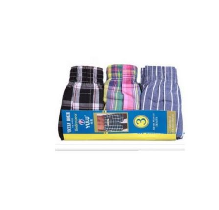 3 PIECES Finest Quality Pure Cotton Checked Men Boxers Very Comfortable Plaid Men Underwear (Colors May Vary)