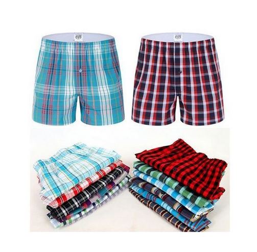 3 PIECES Finest Quality Pure Cotton Checked Men Boxers Very Comfortable Plaid Men Underwear (Colors May Vary)
