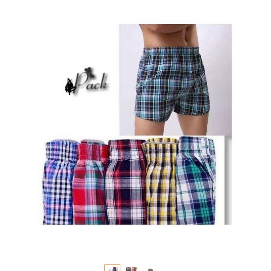 3 PIECES Finest Quality Pure Cotton Checked Men Boxers Very Comfortable Plaid Men Underwear (Colors May Vary)