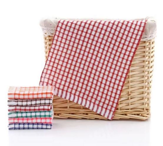 100% Checkered Cotton Kitchen Towels – Durable, Absorbent, Multi-Purpose Dish Cloths for Cleaning, Drying, and Kitchen Use, Soft and Reusable for Everyday Use