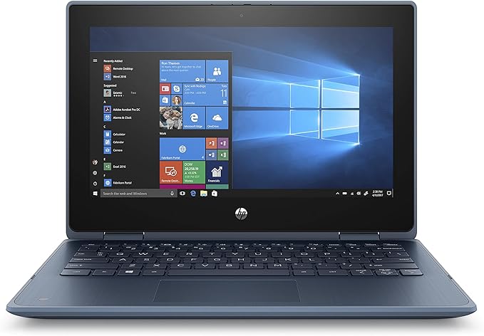 Refurbished HP ProBook x360 11 G5 EE, 9th generation 8GB RAM 128GB, Intel Pentium Silver 11.6 inches Touchscreen windows 11 pro, HDMI, Camera, WIFI, 2 in 1 Laptop Blue +Bag