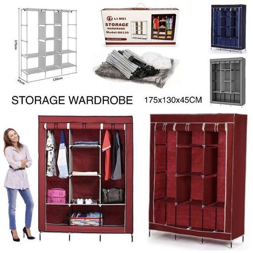 🍆▪️Best Choice🍆▪️3 Column Metallic Wardrobe Strong Steel Clothes Organizer with Hanging & Storage Shelves✔️☑️ It's perfect for all your clothes storage needs, highly portable and convenient