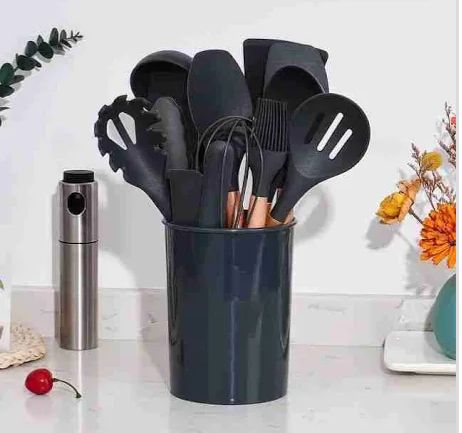 ✔️▪️12pc Silicone Non-Stick Cooking Spoon Set With Holder▪️💦Premium-quality 12-piece Silicone Kitchen Utensil Set for versatile culinary tasks
Sturdy combination of high-quality silicone and natural