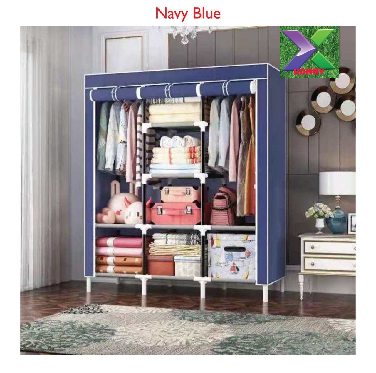 🍆▪️Best Choice🍆▪️3 Column Metallic Wardrobe Strong Steel Clothes Organizer with Hanging & Storage Shelves✔️☑️ It's perfect for all your clothes storage needs, highly portable and convenient