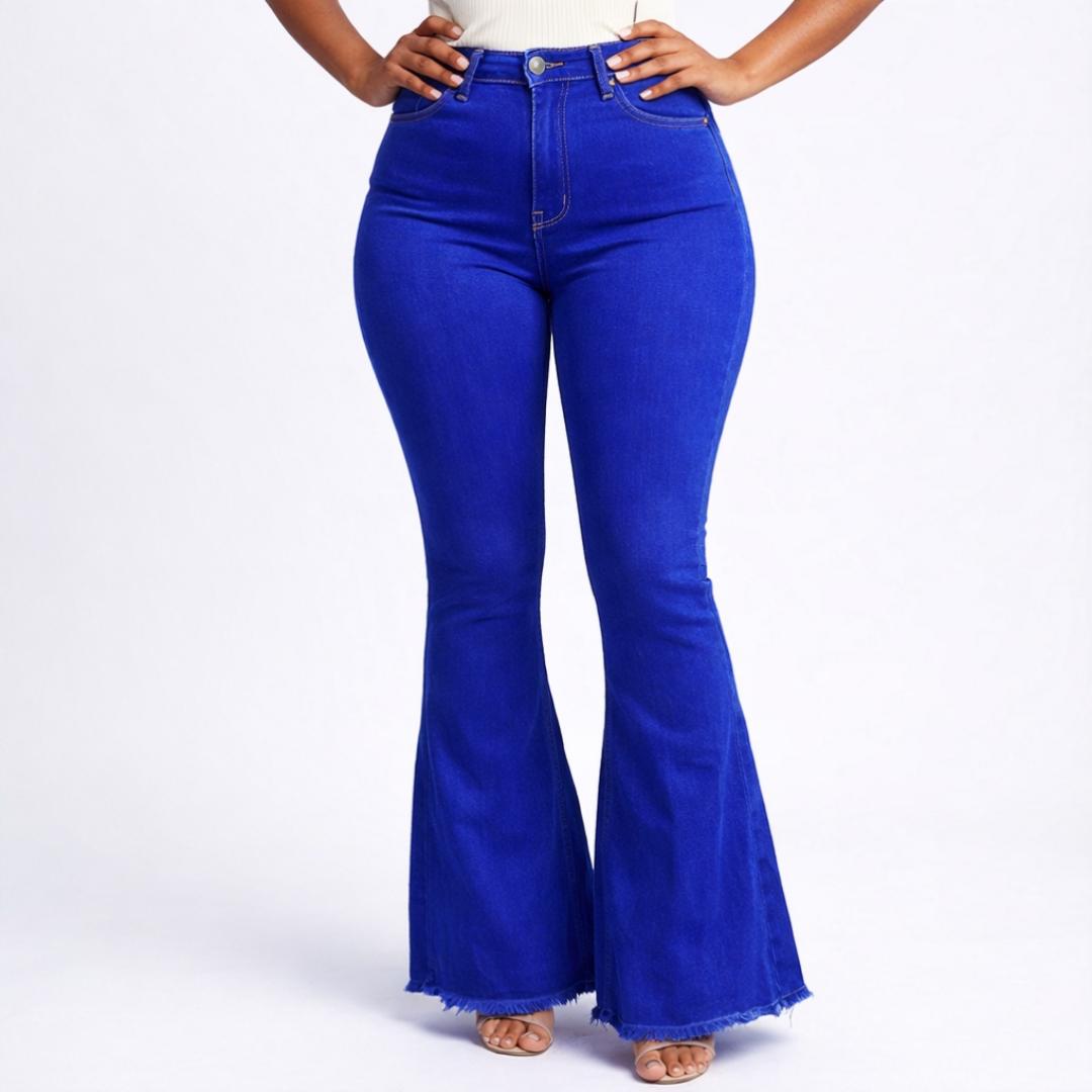 Women's High-Waisted Flare Jeans - Stylish Slim Fit Bell-Bottom Denim Trousers for Casual and Professional Wear - Comfortable Stretch Fabric with Classic Flared Leg Design for a Modern Look