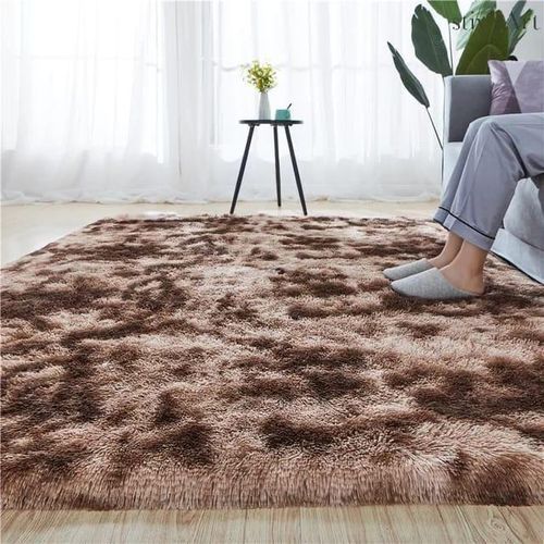 5 By 8 Soft Fluffy brown Patches Carpets Non-slip Rugs Floor Mat