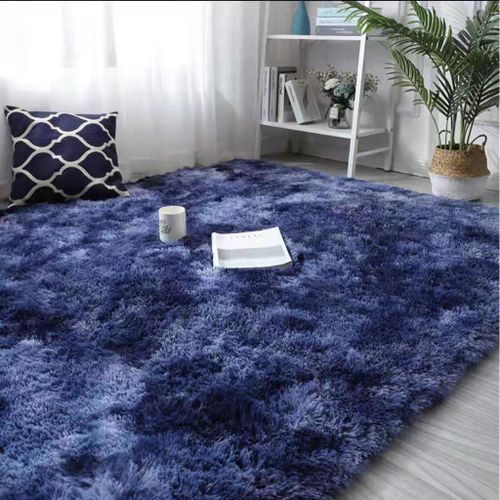 Soft Fluffy Light Navy Blue Patches Carpets Non-slip Rugs Floor Mat-Easy To Wash-5x8 size