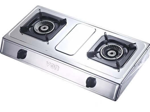 VON Double Burner Stainless Steel Gas Cooker (1 YR WRTY)