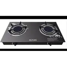 Ailyons Infrared Glass Top Double Burner Gas Cooker Tempered Glass 2 Burner Table Top Stove Auto Ignition Energy Saving Infrared Technology Durable Brass Burners Fast Efficient Cooking Home Use