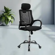 Secretarial Mesh Office Chair with Headrest Ergonomic High Back Breathable Mesh Office Chair with Adjustable Height Lumbar Support Swivel Base Padded Seat for Home and Office Use