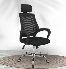 Secretarial Mesh Office Chair with Headrest Ergonomic High Back Breathable Mesh Office Chair with Adjustable Height Lumbar Support Swivel Base Padded Seat for Home and Office Use
