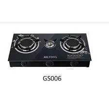 Ailyons Infrared Glass Top Double Burner Gas Cooker Tempered Glass 2 Burner Table Top Stove Auto Ignition Energy Saving Infrared Technology Durable Brass Burners Fast Efficient Cooking Home Use