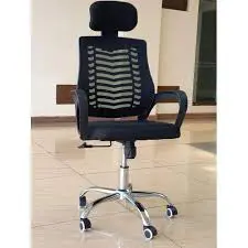 Secretarial Mesh Office Chair with Headrest Ergonomic High Back Breathable Mesh Office Chair with Adjustable Height Lumbar Support Swivel Base Padded Seat for Home and Office Use