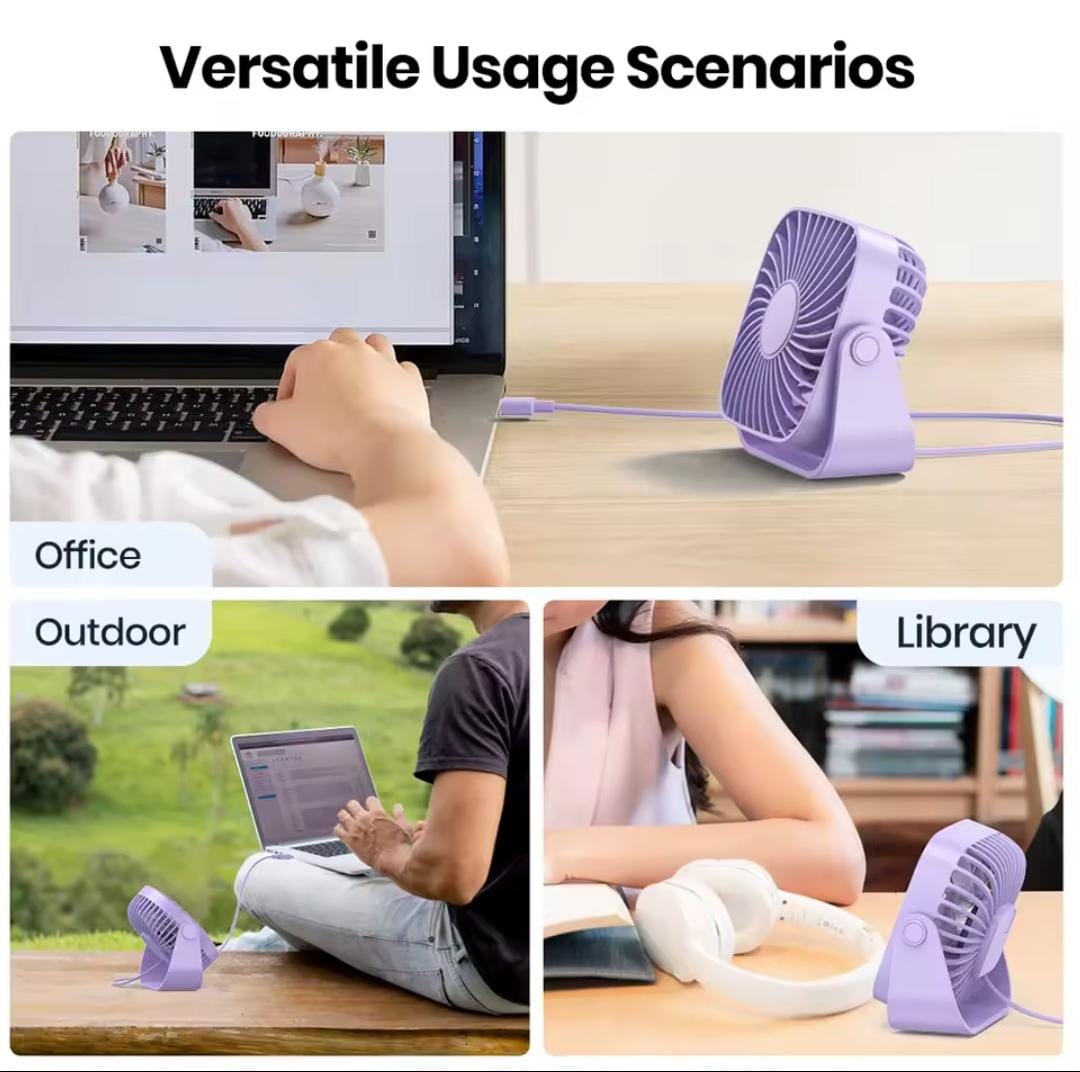 5 Inch Desk Fan Portable USB Small Mute Fan Table Fan 360° Rotation Mini Fans Desktop Bass Electric Fan dissipate Heat Cooler Cooling Silent Fans For Students Office Workers For PC Notebook Air-cooled
