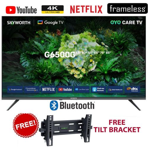 Skyworth 43G6500G 43 Inch 4K UHD Smart Android TV Frameless | Google TV, WiFi, Netflix, YouTube, Chromecast, Google Assistant, Dolby Audio LED TV Kenya